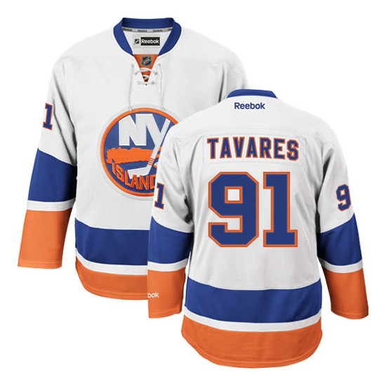 New York Islanders #91 Youth John Tavares Reebok Authentic White Away Jersey New York Islanders #91 Youth John Tavares Reebok Authentic White Away Jersey
