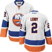 New York Islanders ＃2 Men's Nick Leddy Reebok Authentic White Away Jersey