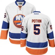 New York Islanders ＃5 Men's Denis Potvin Reebok Authentic White Away Jersey