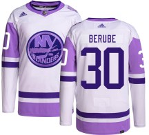 New York Islanders Men's Jean-Francois Berube Adidas Authentic Hockey Fights Cancer Jersey
