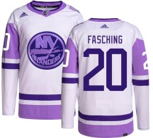 New York Islanders Men's Hudson Fasching Adidas Authentic Hockey Fights Cancer Jersey