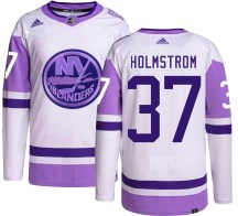 New York Islanders Men's Simon Holmstrom Adidas Authentic Hockey Fights Cancer Jersey