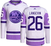 New York Islanders Men's Dave Langevin Adidas Authentic Hockey Fights Cancer Jersey