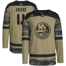New York Islanders Youth Andy Greene Adidas Authentic Green Camo Military Appreciation Practice Jersey