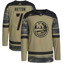 New York Islanders Youth Grant Hutton Adidas Authentic Camo Military Appreciation Practice Jersey