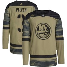 New York Islanders Youth Adam Pelech Adidas Authentic Camo Military Appreciation Practice Jersey