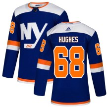 New York Islanders Men's Bobby Hughes Adidas Authentic Blue Alternate Jersey
