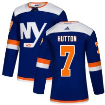 New York Islanders Youth Grant Hutton Adidas Authentic Blue Alternate Jersey