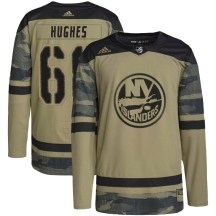 New York Islanders Men's Bobby Hughes Adidas Authentic Camo Military Appreciation Practice Jersey