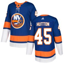 New York Islanders Youth Grant Hutton Adidas Authentic Royal Home Jersey