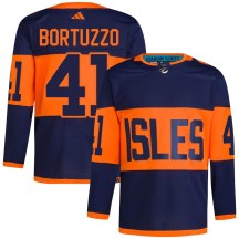 New York Islanders Men's Robert Bortuzzo Adidas Authentic Navy 2024 Stadium Series Primegreen Jersey