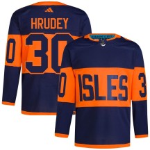 New York Islanders Men's Kelly Hrudey Adidas Authentic Navy 2024 Stadium Series Primegreen Jersey