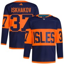 New York Islanders Men's Ruslan Iskhakov Adidas Authentic Navy 2024 Stadium Series Primegreen Jersey