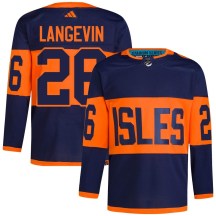 New York Islanders Men's Dave Langevin Adidas Authentic Navy 2024 Stadium Series Primegreen Jersey