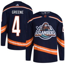 New York Islanders Youth Andy Greene Adidas Authentic Green Navy Reverse Retro 2.0 Jersey