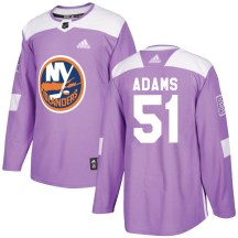 New York Islanders Youth Collin Adams Adidas Authentic Purple Fights Cancer Practice Jersey