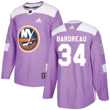 New York Islanders Youth Cole Bardreau Adidas Authentic Purple Fights Cancer Practice Jersey