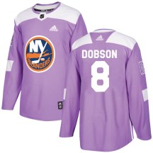 New York Islanders Youth Noah Dobson Adidas Authentic Purple Fights Cancer Practice Jersey