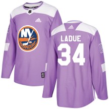 New York Islanders Youth Paul LaDue Adidas Authentic Purple Fights Cancer Practice Jersey