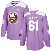 New York Islanders Youth Aatu Raty Adidas Authentic Purple Fights Cancer Practice Jersey