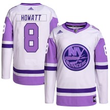New York Islanders Youth Garry Howatt Adidas Authentic White/Purple Hockey Fights Cancer Primegreen Jersey