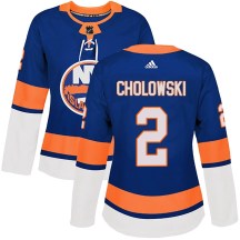 New York Islanders Women's Dennis Cholowski Adidas Authentic Royal Home Jersey