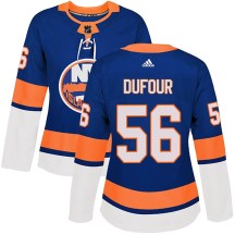 New York Islanders Women's William Dufour Adidas Authentic Royal Home Jersey