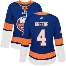 New York Islanders Women's Andy Greene Adidas Authentic Green Royal Home Jersey