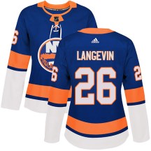 New York Islanders Women's Dave Langevin Adidas Authentic Royal Home Jersey