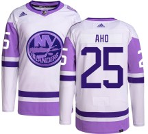 New York Islanders Youth Sebastian Aho Adidas Authentic Hockey Fights Cancer Jersey