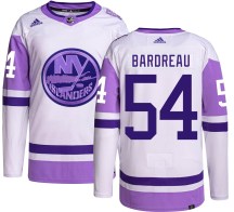 New York Islanders Youth Cole Bardreau Adidas Authentic Hockey Fights Cancer Jersey