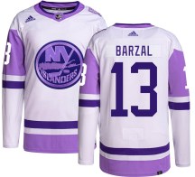 New York Islanders Youth Mathew Barzal Adidas Authentic Hockey Fights Cancer Jersey