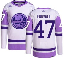 New York Islanders Youth Pierre Engvall Adidas Authentic Hockey Fights Cancer Jersey