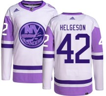 New York Islanders Youth Seth Helgeson Adidas Authentic Hockey Fights Cancer Jersey