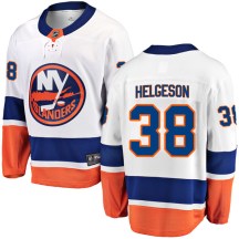 New York Islanders Youth Seth Helgeson Fanatics Branded Breakaway White Away Jersey