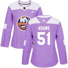 New York Islanders Women's Collin Adams Adidas Authentic Purple Fights Cancer Practice Jersey