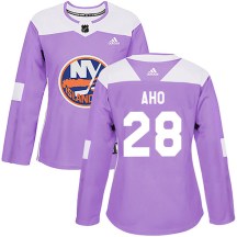 New York Islanders Women's Sebastian Aho Adidas Authentic Purple Fights Cancer Practice Jersey