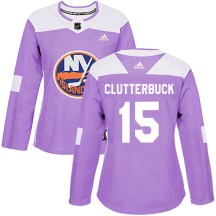 New York Islanders Women's Cal Clutterbuck Adidas Authentic Purple Fights Cancer Practice Jersey