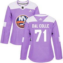 New York Islanders Women's Michael Dal Colle Adidas Authentic Purple Fights Cancer Practice Jersey