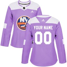 New York Islanders Women's Custom Adidas Authentic Purple Custom Fights Cancer Practice Jersey