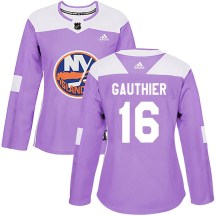 New York Islanders Women's Julien Gauthier Adidas Authentic Purple Fights Cancer Practice Jersey