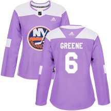 New York Islanders Women's Andy Greene Adidas Authentic Purple Fights Cancer Practice Jersey