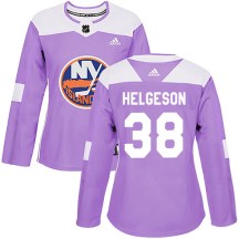 New York Islanders Women's Seth Helgeson Adidas Authentic Purple Fights Cancer Practice Jersey