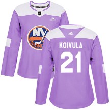 New York Islanders Women's Otto Koivula Adidas Authentic Purple Fights Cancer Practice Jersey