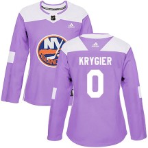 New York Islanders Women's Christian Krygier Adidas Authentic Purple Fights Cancer Practice Jersey