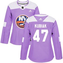 New York Islanders Women's Jeff Kubiak Adidas Authentic Purple Fights Cancer Practice Jersey