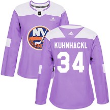New York Islanders Women's Tom Kuhnhackl Adidas Authentic Purple Fights Cancer Practice Jersey
