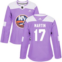New York Islanders Women's Matt Martin Adidas Authentic Purple Fights Cancer Practice Jersey