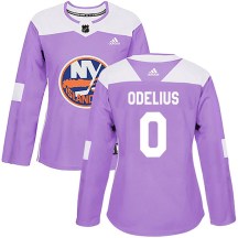 New York Islanders Women's Calle Odelius Adidas Authentic Purple Fights Cancer Practice Jersey