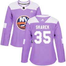 New York Islanders Women's Jakub Skarek Adidas Authentic Purple Fights Cancer Practice Jersey